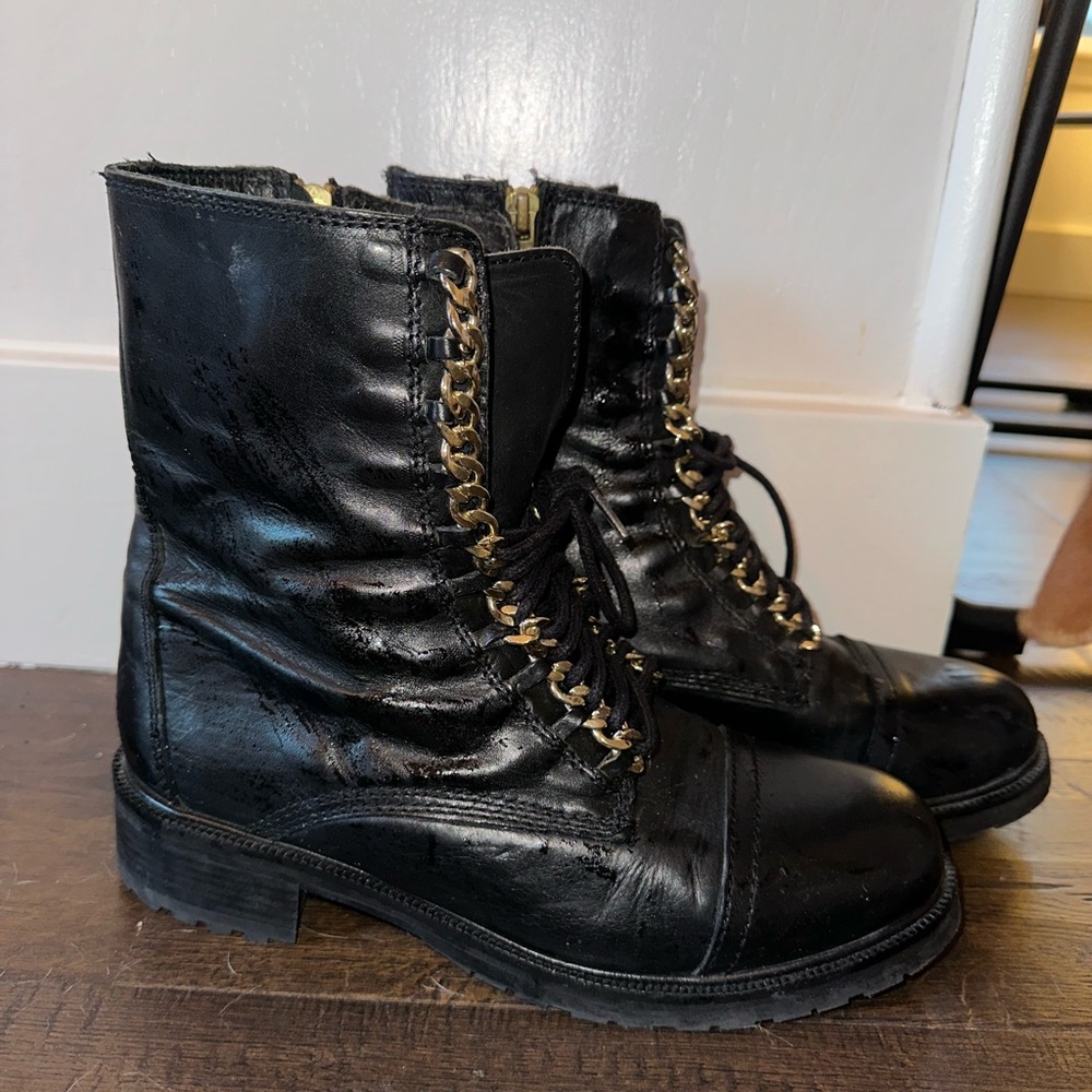 Steve Madden gold chain boots